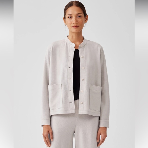 Eileen Fisher Jackets & Blazers - NWOT Eileen Fisher Boiled Wool Jersey Mandarin Collar Shirt Jacket xxs